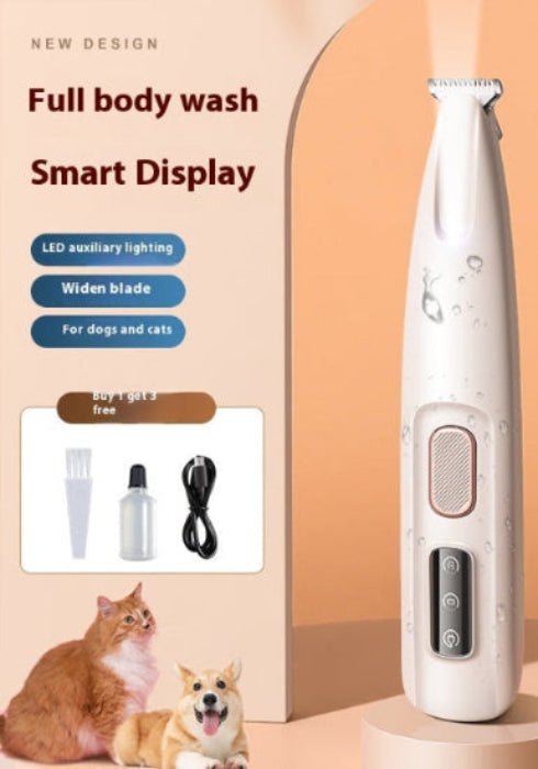 Pets Dog Paw Trimmer With LED Light Fully Waterproof Pet Hair Trimmer With LED Display Dog Clippers For Grooming Widen Blade